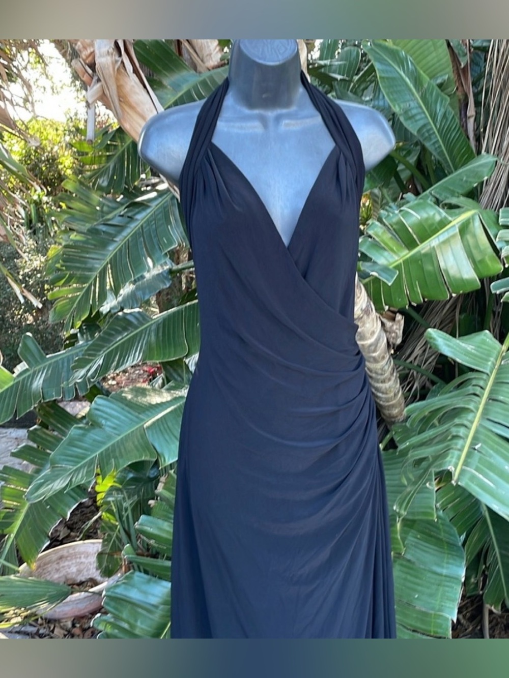 NORMA KAMALI Halter Wrap Straight Gown, Black, XS